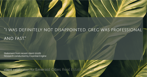 Testimonial for real estate agent Emerald Cities Real Estate Group with Keller Williams Realty in Dallas, TX: “I was definitely NOT disappointed. Greg was professional and fast.”