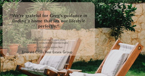 Testimonial for real estate agent Emerald Cities Real Estate Group with Keller Williams Realty in Dallas, TX: "We're grateful for Greg's guidance in finding a home that fits our lifestyle perfectly."