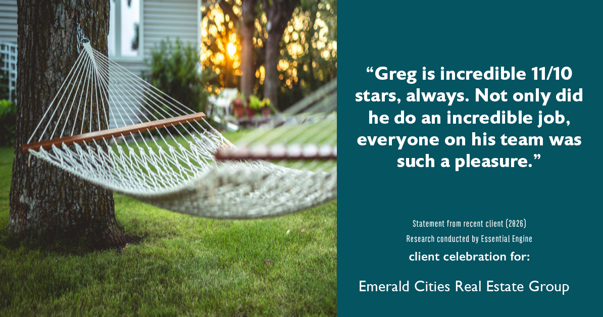 Testimonial for real estate agent Emerald Cities Real Estate Group with Keller Williams Realty in Dallas, TX: "Greg is incredible 11/10 stars, always. Not only did he do an incredible job, everyone on his team was such a pleasure."