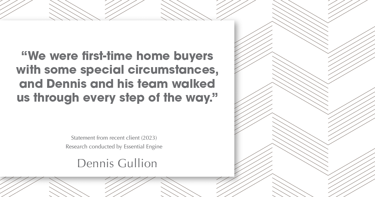 Testimonial for real estate agent Dennis Gullion with Gullion Properties in Rockwall, TX: “We were first-time home buyers with some special circumstances, and Dennis and his team walked us through every step of the way.”