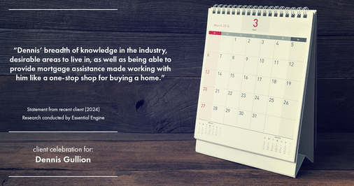 Testimonial for real estate agent Dennis Gullion with Gullion Properties in Rockwall, TX: “Dennis' breadth of knowledge in the industry, desirable areas to live in, as well as being able to provide mortgage assistance made working with him like a one-stop shop for buying a home.”