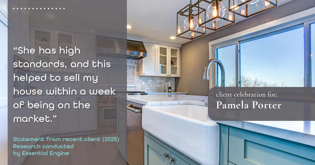 Testimonial for real estate agent Pamela Porter with eXp Realty LLC in Cincinnati, OH: “She has high standards, and this helped to sell my house within a week of being on the market.”