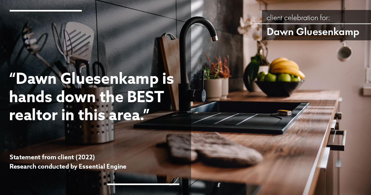 Testimonial for real estate agent Dawn Gluesenkamp with RE/MAX Results in Chesterfield, MO: “Dawn Gluesenkamp is hands down the BEST realtor in this area.”