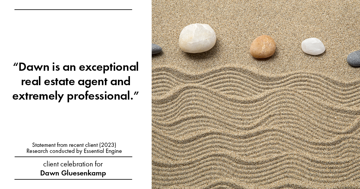 Testimonial for real estate agent Dawn Gluesenkamp with RE/MAX Results in Chesterfield, MO: “Dawn is an exceptional real estate agent and extremely professional.”