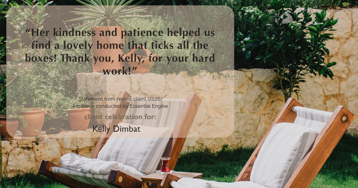 Testimonial for real estate agent Kelly Dimbat with Lamacchia Realty, Inc. in Woburn, MA: "Her kindness and patience helped us find a lovely home that ticks all the boxes! Thank you, Kelly, for your hard work!"