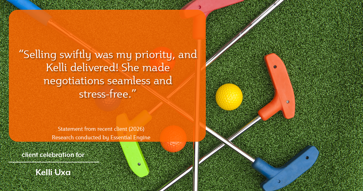 Testimonial for real estate agent Kelli Uxa in St. Louis, MO: "Selling swiftly was my priority, and Kelli delivered! She made negotiations seamless and stress-free."