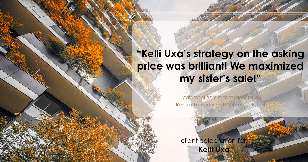 Testimonial for real estate agent Kelli Uxa in St. Louis, MO: "Kelli Uxa's strategy on the asking price was brilliant! We maximized my sister's sale!"