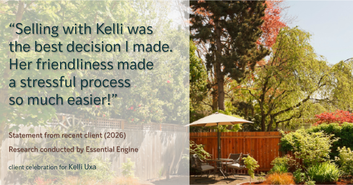 Testimonial for real estate agent Kelli Uxa in St. Louis, MO: "Selling with Kelli was the best decision I made. Her friendliness made a stressful process so much easier!"