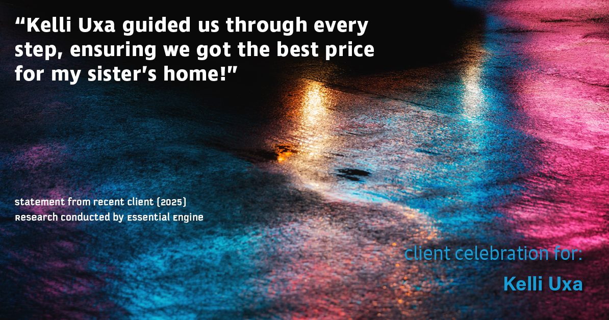 Testimonial for real estate agent Kelli Uxa in St. Louis, MO: "Kelli Uxa guided us through every step, ensuring we got the best price for my sister's home!"