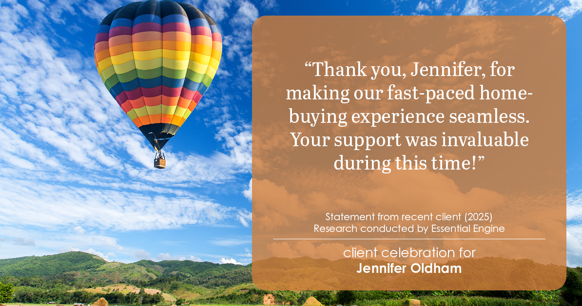 Testimonial for real estate agent Jennifer Oldham with Coldwell Banker Realty in Englewood, CO: Thank you, Jennifer, for making our fast-paced home-buying experience seamless. Your support was invaluable during this time!