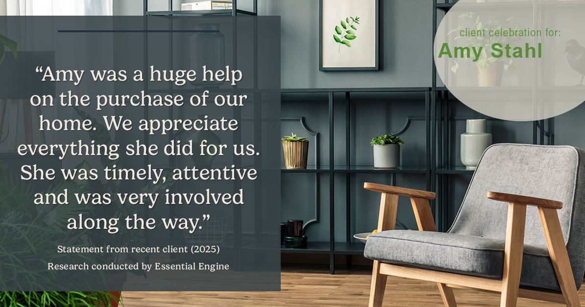Testimonial for real estate agent Amy Stahl with C3 Real Estate Solutions in Fort Collins, CO: "Amy was a huge help on the purchase of our home. We appreciate everything she did for us. She was timely, attentive and was very involved along the way."