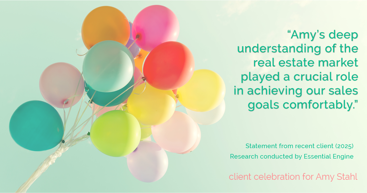 Testimonial for real estate agent Amy Stahl with C3 Real Estate Solutions in Fort Collins, CO: Amy's deep understanding of the real estate market played a crucial role in achieving our sales goals comfortably.