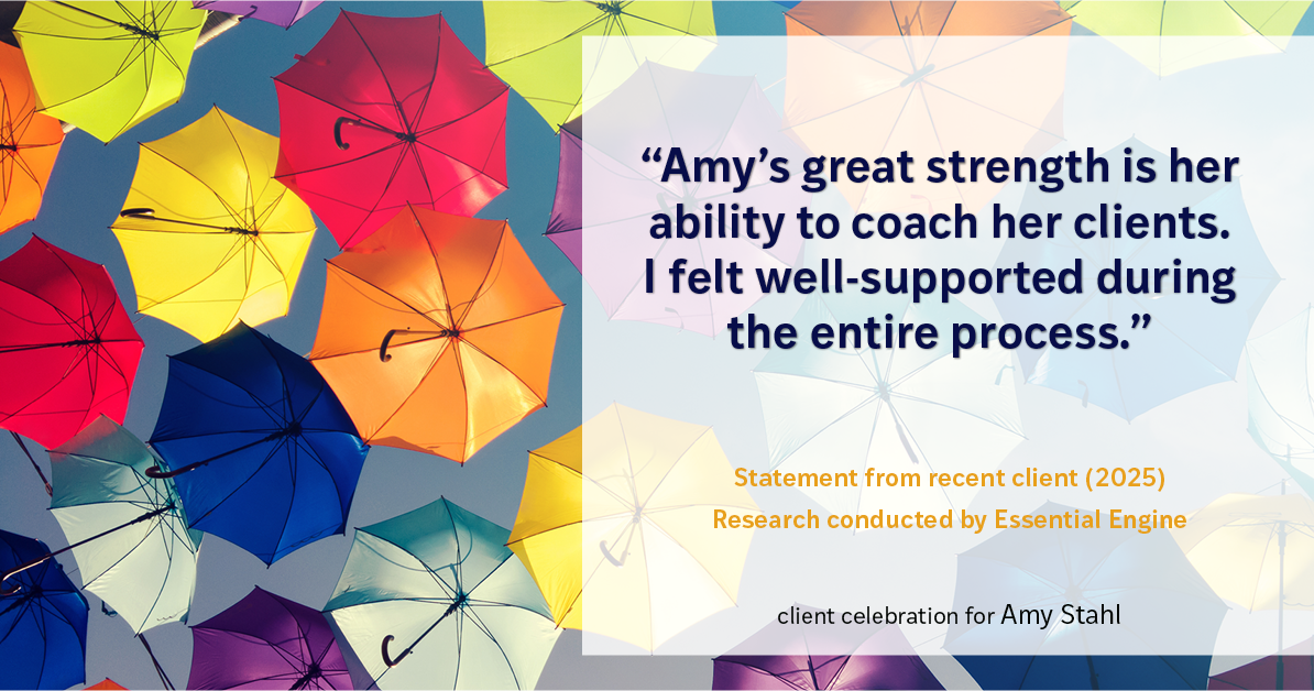 Testimonial for real estate agent Amy Stahl with C3 Real Estate Solutions in Fort Collins, CO: Amy's great strength is her ability to coach her clients. I felt well-supported during the entire process.