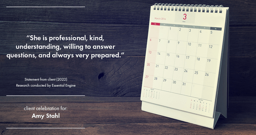 Testimonial for real estate agent Amy Stahl with C3 Real Estate Solutions in Fort Collins, CO: “She is professional, kind, understanding, willing to answer questions, and always very prepared.”