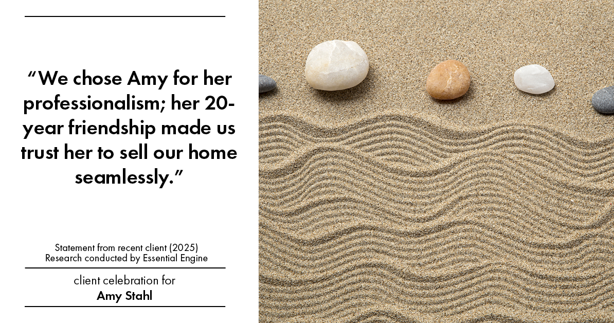 Testimonial for real estate agent Amy Stahl with C3 Real Estate Solutions in Fort Collins, CO: "We chose Amy for her professionalism; her 20-year friendship made us trust her to sell our home seamlessly."