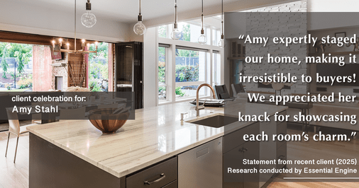 Testimonial for real estate agent Amy Stahl with C3 Real Estate Solutions in Fort Collins, CO: "Amy expertly staged our home, making it irresistible to buyers! We appreciated her knack for showcasing each room's charm."