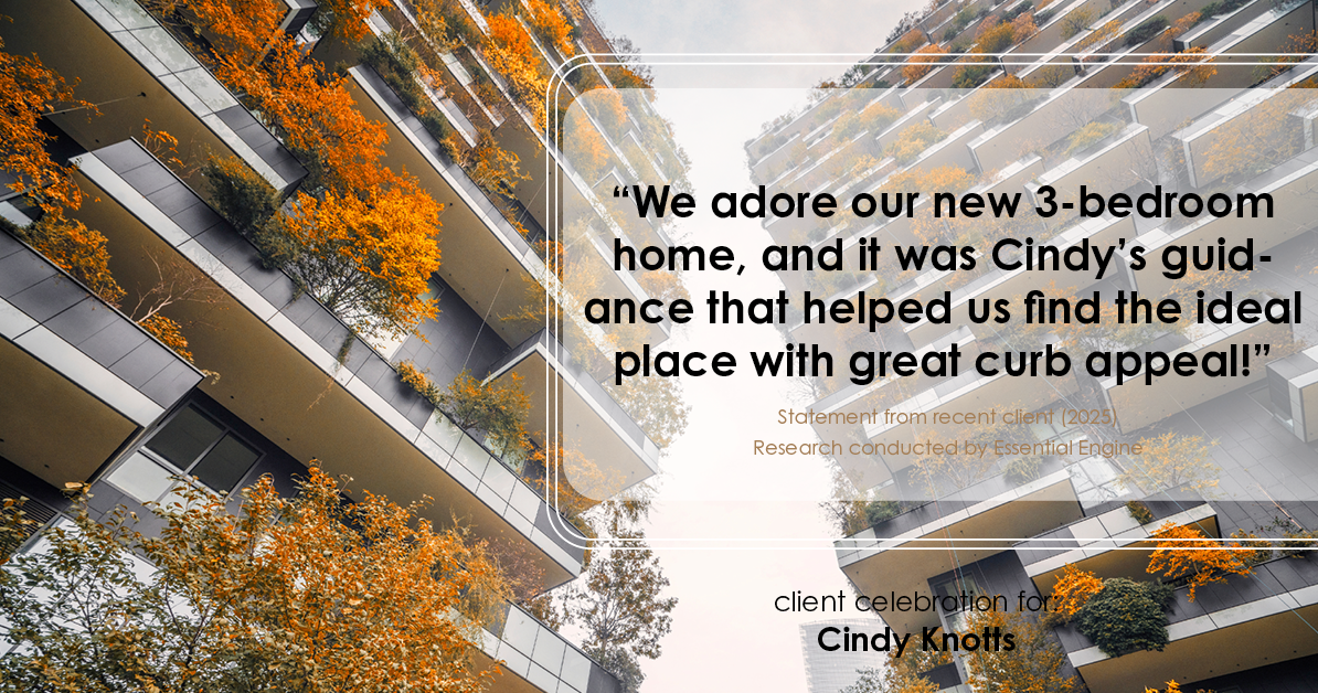 Testimonial for real estate agent Cindy Knotts with Berkshire Hathaway HomeServices Fox & Roach Realtors in Doylestown, PA: "We adore our new 3-bedroom home, and it was Cindy's guidance that helped us find the ideal place with great curb appeal!"