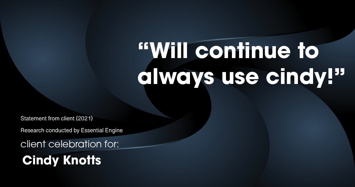 Testimonial for real estate agent Cindy Knotts with Berkshire Hathaway HomeServices Fox & Roach Realtors in Doylestown, PA: "Will continue to always use cindy!"