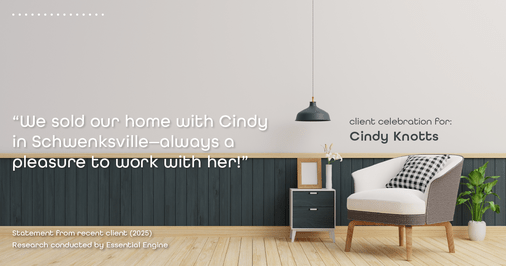 Testimonial for real estate agent Cindy Knotts with Berkshire Hathaway HomeServices Fox & Roach Realtors in Doylestown, PA: "We sold our home with Cindy in Schwenksville—always a pleasure to work with her!"