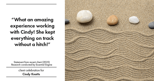 Testimonial for real estate agent Cindy Knotts with Berkshire Hathaway HomeServices Fox & Roach Realtors in Doylestown, PA: "What an amazing experience working with Cindy! She kept everything on track without a hitch!"