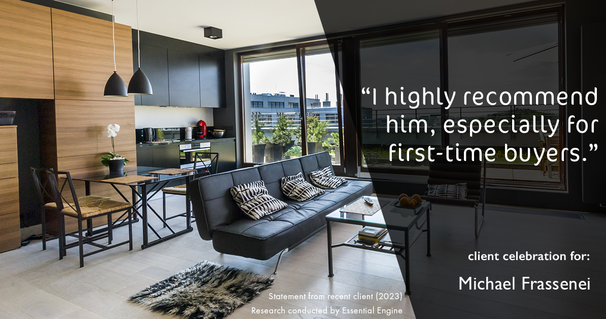 Testimonial for mortgage professional Michael Frassenei with Concord Mortgage Brokers in Chadds Ford, PA: "I highly recommend him, especially for first-time buyers."