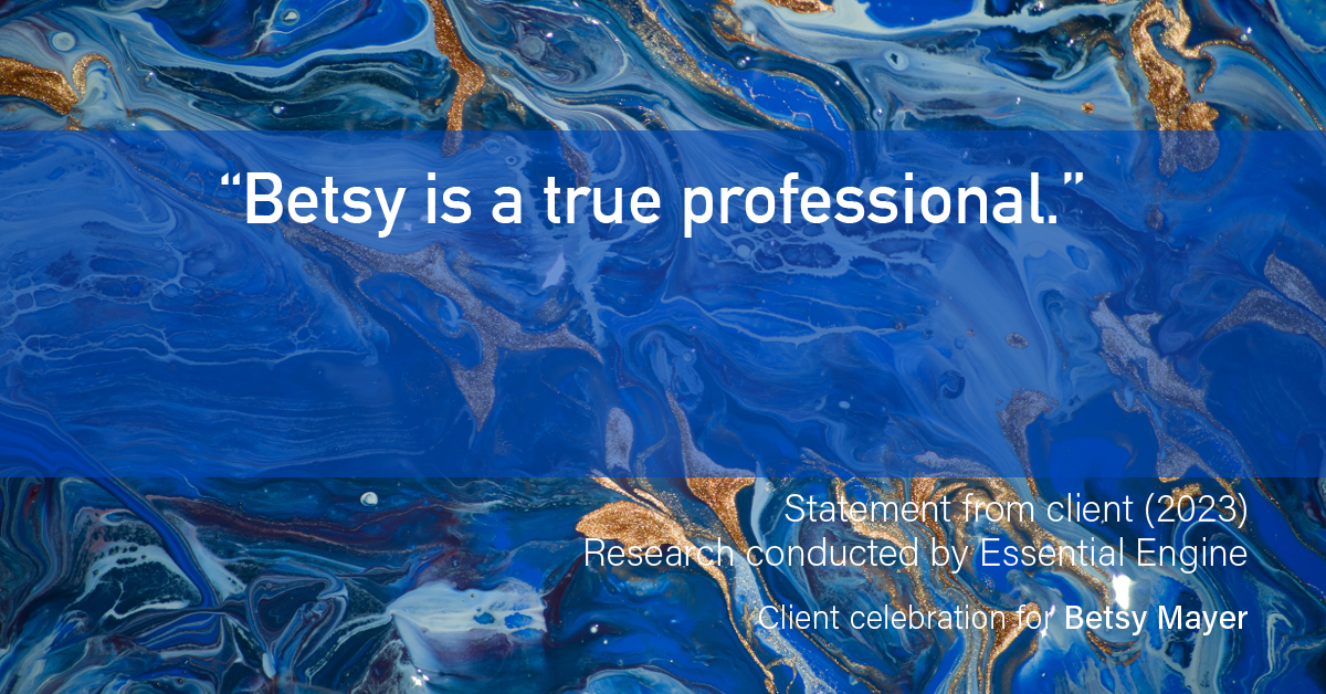 Testimonial for real estate agent Betsy Mayer with RE/MAX Executive in Charlotte, NC: “Betsy is a true professional.”