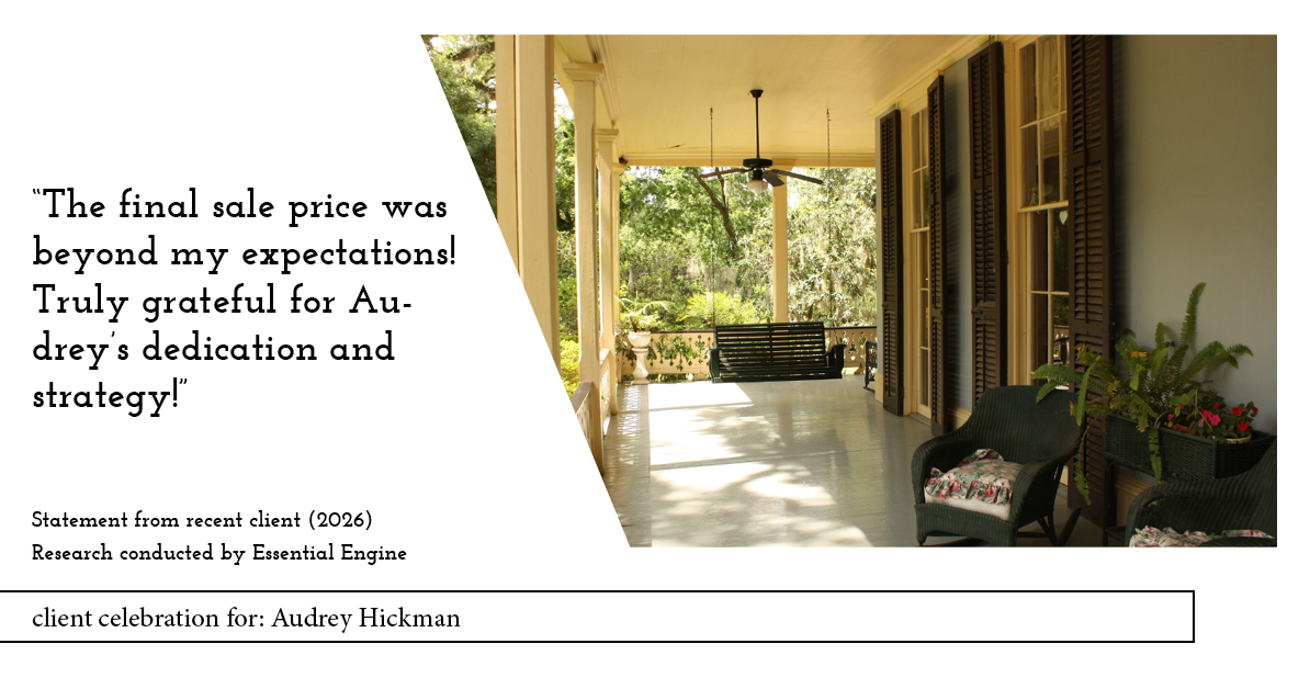 Testimonial for real estate agent Audrey Hickman in Peoria, AZ: "The final sale price was beyond my expectations! Truly grateful for Audrey's dedication and strategy!"