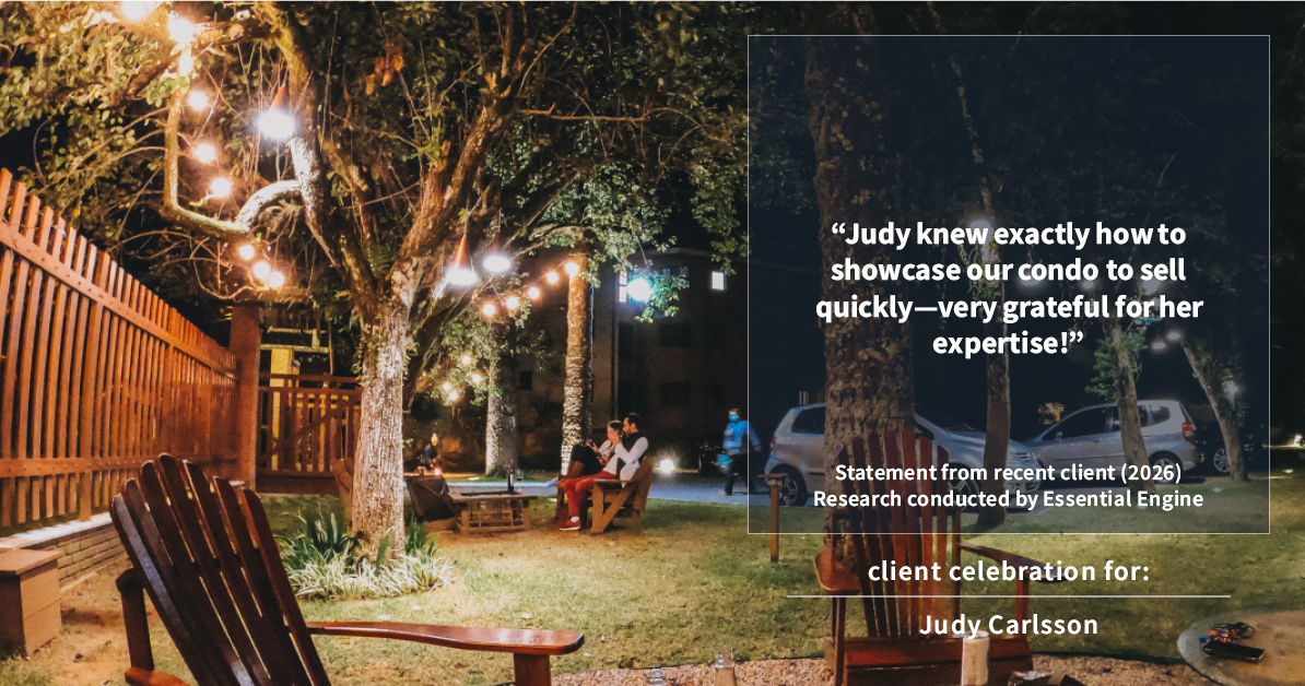 Testimonial for real estate agent Judy Carlsson with Kienlen Lattmann Sotheby's International Realty in Madison, NJ: "Judy knew exactly how to showcase our condo to sell quickly—very grateful for her expertise!"