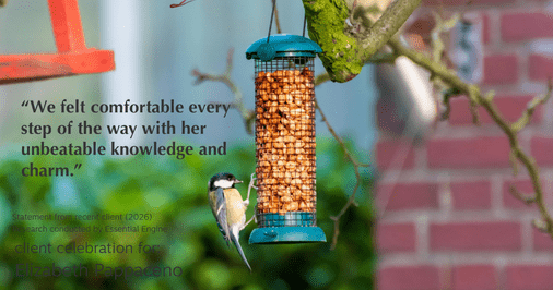 Testimonial for real estate agent Elizabeth Pappaceno with Davidson Realty Inc in St. Augustine, FL: "We felt comfortable every step of the way with her unbeatable knowledge and charm."