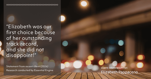 Testimonial for real estate agent Elizabeth Pappaceno with Davidson Realty Inc in St. Augustine, FL: "Elizabeth was our first choice because of her outstanding track record, and she did not disappoint!"