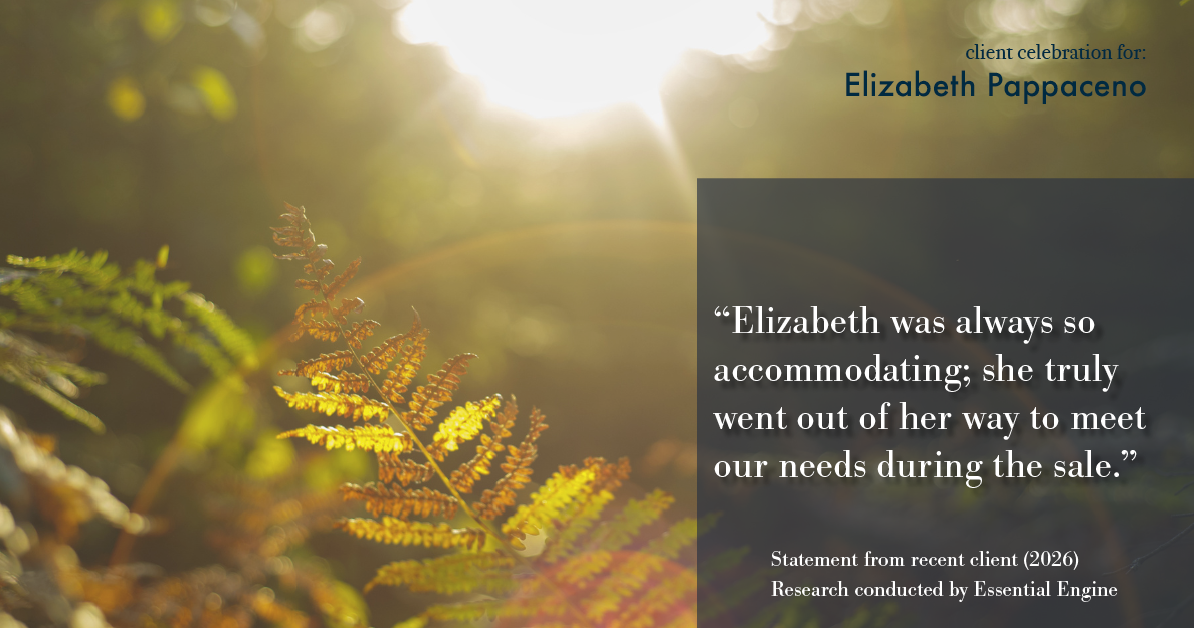 Testimonial for real estate agent Elizabeth Pappaceno with Davidson Realty Inc in St. Augustine, FL: "Elizabeth was always so accommodating; she truly went out of her way to meet our needs during the sale."