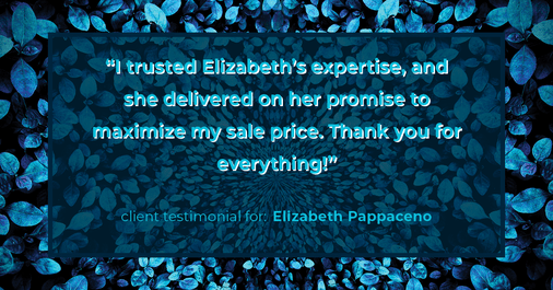 Testimonial for real estate agent Elizabeth Pappaceno with Davidson Realty Inc in St. Augustine, FL: "I trusted Elizabeth's expertise, and she delivered on her promise to maximize my sale price. Thank you for everything!"
