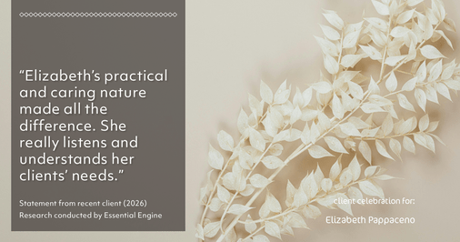 Testimonial for real estate agent Elizabeth Pappaceno with Davidson Realty Inc in St. Augustine, FL: "Elizabeth's practical and caring nature made all the difference. She really listens and understands her clients' needs."