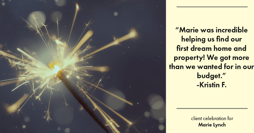 Testimonial for real estate agent Marie Lynch with Madison & Co Properties in Evergreen, CO: "Marie was incredible helping us find our first dream home and property! We got more than we wanted for in our budget