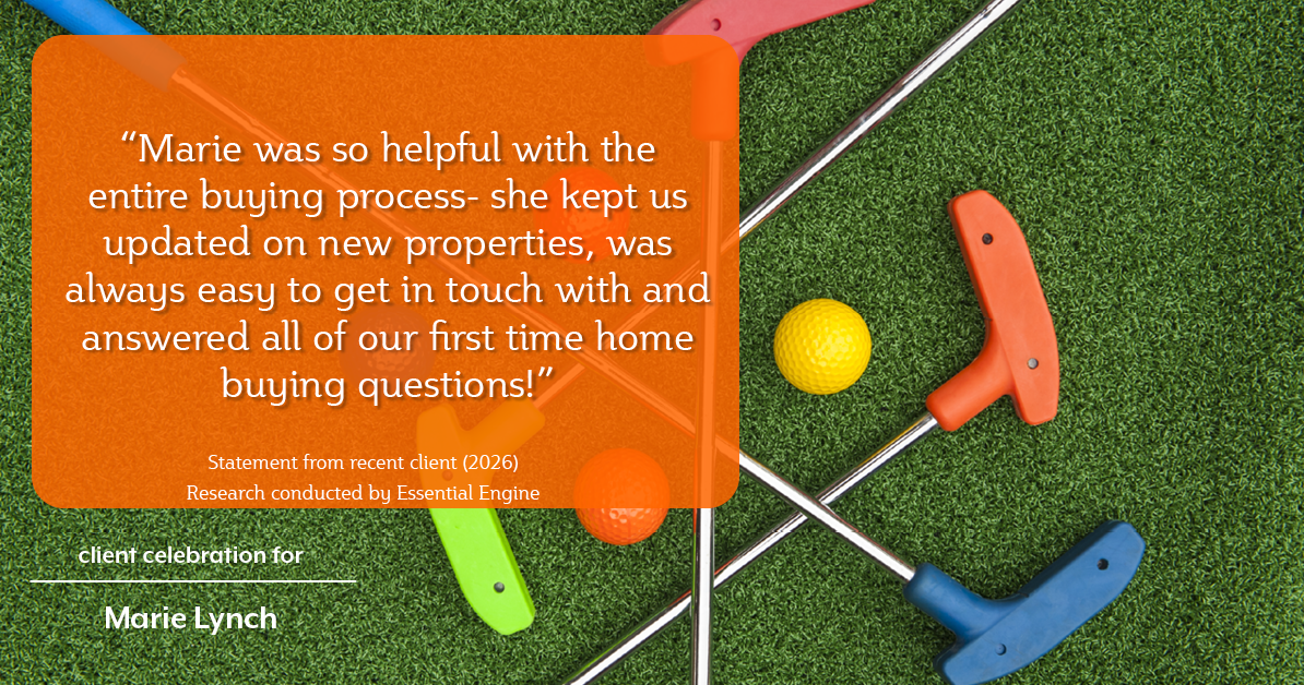 Testimonial for real estate agent Marie Lynch with Madison & Co Properties in Evergreen, CO: "Marie was so helpful with the entire buying process- she kept us updated on new properties, was always easy to get in touch with and answered all of our first time home buying questions!"