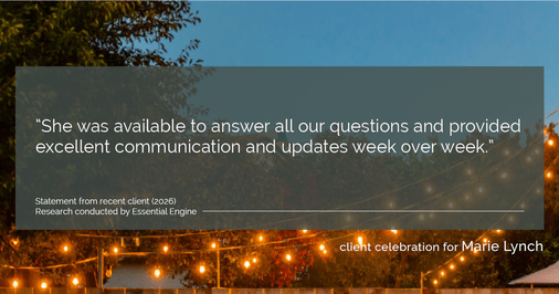 Testimonial for real estate agent Marie Lynch with Madison & Co Properties in Evergreen, CO: “She was available to answer all our questions and provided excellent communication and updates week over week.”