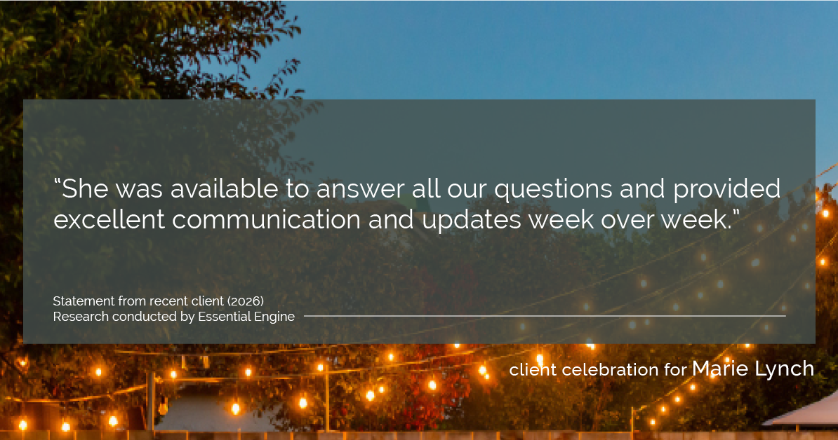 Testimonial for real estate agent Marie Lynch with Madison & Co Properties in Evergreen, CO: “She was available to answer all our questions and provided excellent communication and updates week over week.”