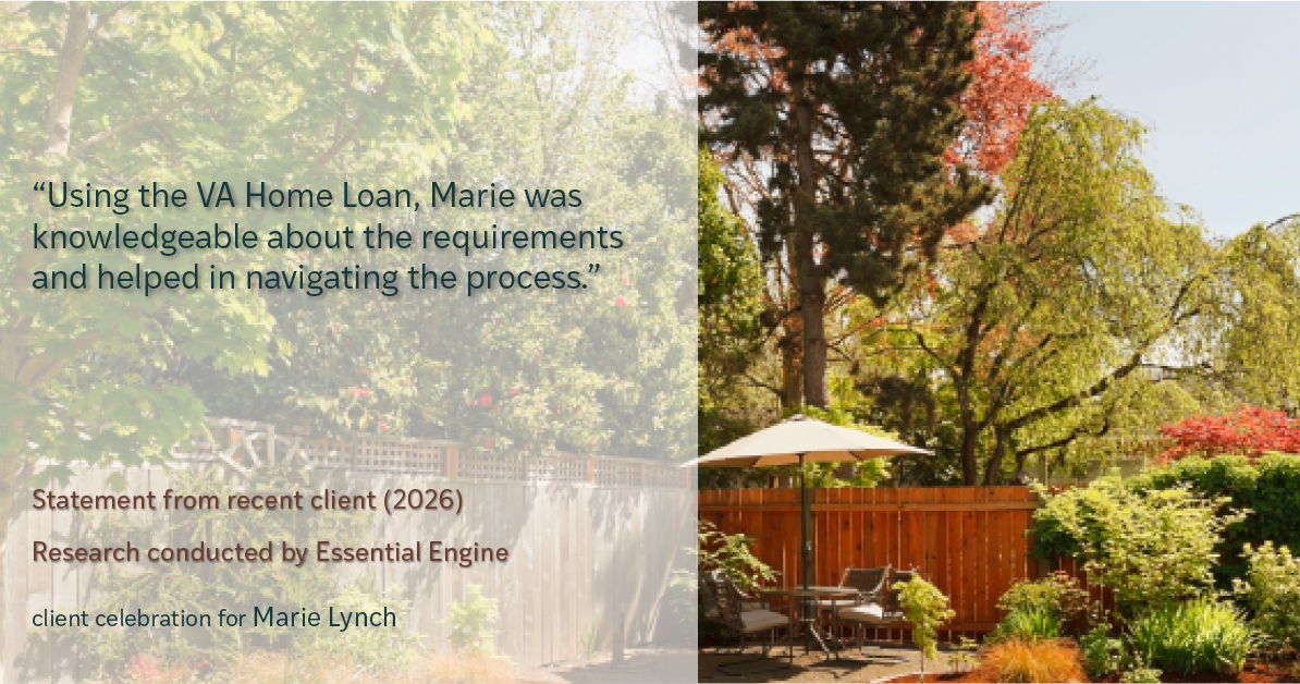 Testimonial for real estate agent Marie Lynch with Madison & Co Properties in Evergreen, CO: “Using the VA Home Loan, Marie was knowledgeable about the requirements and helped in navigating the process.”
