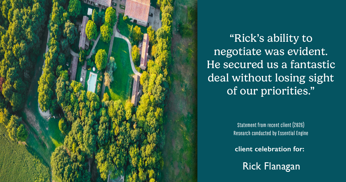Testimonial for real estate agent Rick Flanagan with Red Chair Realty Advisors, LLC in Denver, CO: "Rick's ability to negotiate was evident. He secured us a fantastic deal without losing sight of our priorities."