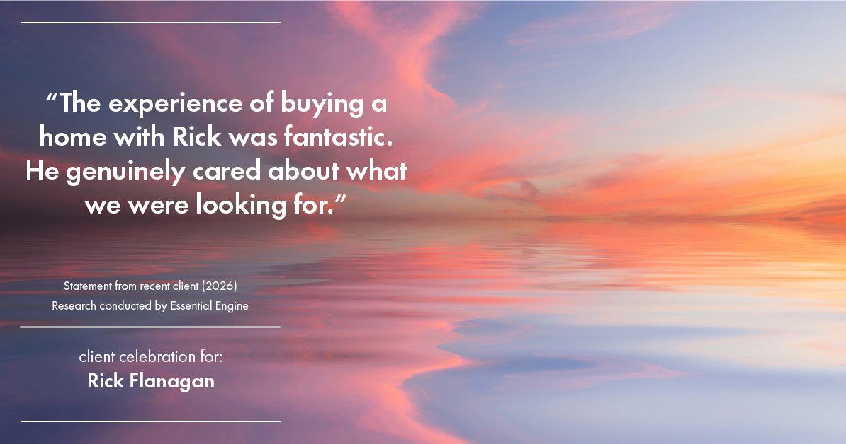 Testimonial for real estate agent Rick Flanagan with Red Chair Realty Advisors, LLC in Denver, CO: "The experience of buying a home with Rick was fantastic. He genuinely cared about what we were looking for."