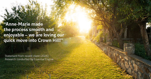 Testimonial for real estate agent Anne Marie Peterson with Compass in Seattle, WA: "Anne-Marie made the process smooth and enjoyable – we are loving our quick move into Crown Hill!"