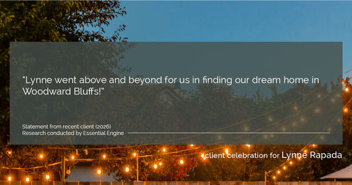 Testimonial for real estate agent Lynne Rapada with HomeSmart PV & Associates in Fresno, CA: "Lynne went above and beyond for us in finding our dream home in Woodward Bluffs!"