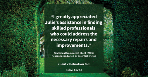 Testimonial for real estate agent Julie Tache with Homes With Cachet in Charlotte, NC: "I greatly appreciated Julie's assistance in finding skilled professionals who could address the necessary repairs and improvements."